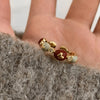 Silver Open Finger Ring Golden Enamel Donut Dazzling Geometric Punk For Women Jewelry Gift - Image 21