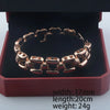Women Girls Rose Gold Color Carving Wide Bracelets Toggle Lock Jewelry(No Box) - Image 9