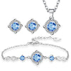 Silver Stud Earrings Crystal Clover Link Bracelets Necklace Jewelry Sets For Women - Image 15