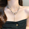 Women Thorn Desin Choker Necklace Fairy Glass Opal Necklace Collarbone Chain Necklace Elegant Silver-Color Party Choker - Image 3
