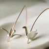 Unique Creative Paper Crane Model Silvery Dangle Earrings for Women Chic Design Banquet Festival Jewelry Accessories - Image 1