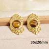 Maillard Series Stainless Steel Earring Tiger Eye Stone No Fade Earrings Sun Oval Butterfly Fan-Shaped Jewelry - Image 8