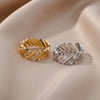 Zircon Bar Rings For Women Gold Plated Stainless Steel Bar Opening Ring Wedding Aesthetic Jewelry - Image 5
