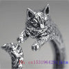 Silver Cat Ring Jewelry Adjustable Rings Gifts Amulets Accessories Charms Carved Women - Image 6