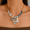 Boho Colorful Enamel Geometric Bib Necklace Hammered Statement Jewelry for Women Beach Vacation Party Daily Wear - Image 9