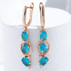 Blue Zircon Long Dangle Earrings For Women 585 Rose Golden Vintage Jewelry - Image 2