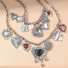 Punk Metal Heart Pendant Necklaces for Women Vintage Double Layered Choker Chain Necklaces Party Jewelry Gifts - Image 3