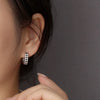 Silver Needle Black White Grid Hoop Earrings for Women Enamel Geometry Earrings Jewelry Gifts - Image 2