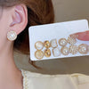 6/10/12 Pcs Simulated Pearl Round Square Stud Earrings Small French Elegant Daity Ear Studs for Women Daily Jewelry Sets F - Image 1