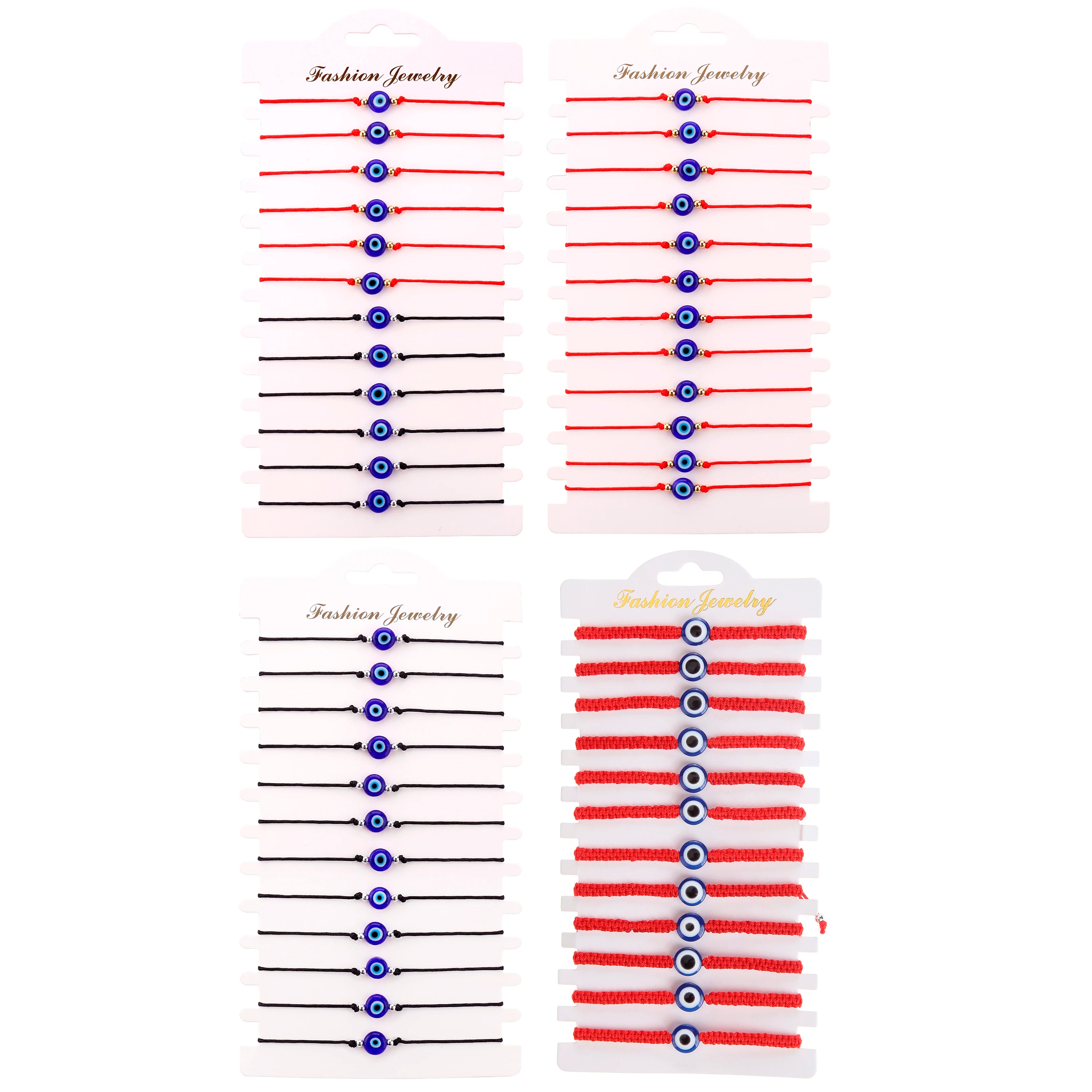 12pcs/Set Round Glass Evil Eye Red String Kabalah Bracelet Women Thread Hamsa Hand Macrame Simple Chic Jewelry Present - Image 1