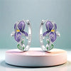 Silver Flower and Plant Series Purple Iris Earrings Wedding Party Gifts for Ladies Jewelry Gifts - Image 1