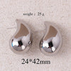 Exaggerated Metal Glossy Waterdrop Dangle Earrings for Women Lightweight Hollow Thick Teardrop Chunky Hoops Jewelry - Image 9