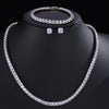 Round Cubic Zirconia Tennis Necklace and Earrings Bridal Jewelry Set - Image 17