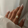 Stainless Steel Five-Petal Flower Ring in Multiple Colors - Image 13