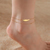 Anklets Women's Foot Chain Feather Stainless Steel Double Foot Chain Beach Style Boho Anklet Jewellery Accessories - Image 2