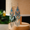 Boho Vintage Leaf Tassel Earrings For Women Geometric Crystal Rhinestone Beads Handmade Beach Vacation Drop Dangle Jewelry Gift - Image 1