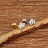 Titanium 16G Triple Baguette CZ Crown Monroe Labret Stud Cartilage Helix Conch Stud Earlobe Piercing - Image 3