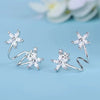 Cute Star Flower White Zircon Clip Earrings For Women Rose Gold Silver Color Non-piercing Ear Clips Wedding Jewelry Mothers Gift - Image 4