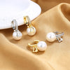 Stainless Steel Letter D Pearl Dangle Earrings for Women Charm Gold Color Zircon Hoop Korea Jewelry Gift Colorfast - Image 2