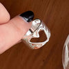 BF Club Silver Rings For Women Open Minimalist Retro Heart Ring Creative Jewelry - Image 2