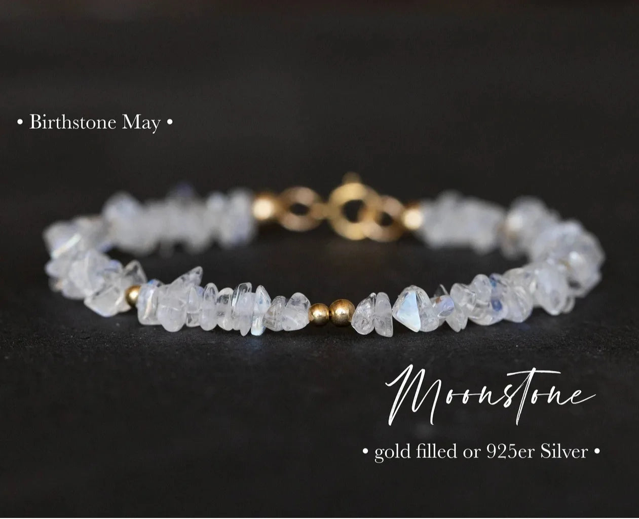 Moonstone Bracelet June Birthstone Gemini Zodiac Jewelry Crystal Bracelet - Image 1