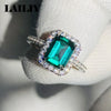 Silver Adjustable Ring Diamonds Emeralds Ring For Women - Image 4