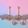 Hollow Moon Earring For Women Cute Gold-plated Pink Water Drop Zircon Heart Stud Earrings Aesthetic Jewelry Gift - Image 1
