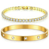 Stackable Gold Bracelets Bangles for Women Girls Gold Plated Cubic Zirconia Tennis Bracelet Stainless Steel Jewelry Gifts - Image 1
