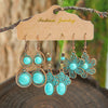 Boho Vintage Bronze Earrings Set Geometric Statement Dangle Earrings with Turquoise Wipe Green Workmanship Daily Wear Versatile - Image 3