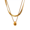 Snake Chain Double Layer Stainless Steel Water Drop Pendant Necklace for Women Statement Gold Color Jewelry - Image 7