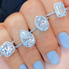 Pear-Cut Cubic Zirconia Ring with Pavé Band in Silver-Tone - Image 1