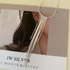 Silver Sparkling Long Choker Snake Bone Chain Tassel necklace For Women Simple Party Jewelry Gift - Image 5