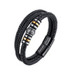 To My Son Stainless steel multi-layer woven bracelet men's titanium steel leather bracelet engraved gift set - Image 3