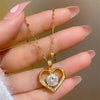 Heart Stainless Steel Zirconia Necklaces For Women Girls Love Gold Color Metal Necklace Party Birthday Daily Jewelry - Image 2