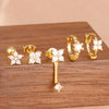 5PCS/10PCS Stainless Steel Zircon Flower Stud Earrings Sets For Women Four Leaf Grass Hoop Earring Daily Wear Jewelry - Image 3