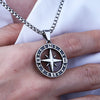 Layered Necklaces for Men, Sailing Travel Compass Pendant, Stainless Steel Cuban Figaro Wheat Chain, Casual Retro Collar - Image 3