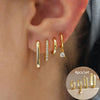 Four-Piece U-Shaped Hoop Earring Set with Geometric Pendants in Gold-Tone or Silver-Tone - Image 1