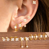 5PCS/10PCS Stainless Steel Zircon Flower Stud Earrings Sets For Women Four Leaf Grass Hoop Earring Daily Wear Jewelry - Image 1