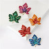 Crystal Enamel Maple Leaf Brooch Pin for Women Plant Corsage Badge Wedding Jewelry Gifts - Image 2