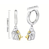 Two Tone Gold Silver Women And Dog Pendant Earrings Stainless Steel Small Hoop Earrings Animal Jewelry - Image 6