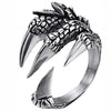 Stainless Steel Vintage Silver Dragon Claw Adjustable Opening Ring Tibetan silver Eagle Animal Rings for Men Women Punk Jewelry - Image 2