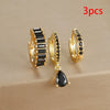 3PCS Colorful Cubic Zirconia Stainless Steel Hoop Earrings Set for Women Pendant Water Drop Earring Cartilage Piercing Jewelry - Image 4