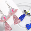 Mirrored Ufo Alien Acrylic Earrings for Women Glitter Pink Rocket Spaceship Long Drop Earring Creative Jewelry Birthday Gift - Image 1