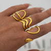 Stainless Steel Irregular Wave Rings For Women Creative Gold Color Adjustable Open Ring Female Jewelry Punk Rapper Gifts - Image 3