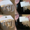 3 Pairs Full Shiny Rhinestone Hoop Earrings Different Size Gold/Silver Color Earrings For Women Simple Jewelry - Image 1