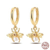 Silver Double stirrup Bee firefly zircon zircon Earrings for Women Jewelry Wedding Birthday mom Gift - Image 12
