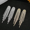 Fyuan Long Tassel Drop Earrings for Women Black Gold Silver Color Rhinestone Dangle Earring Wedding Party Jewelry - Image 2