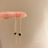 Geometric Long Tassel Heart Square Pendant Drop Earring For Women Shiny Zircon Flower Leaf Earrings Charms Ear Line Jewelry - Image 1