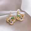 Steel Fun Chinese Style Pink Green Pipa Butterfly Earrings for Women Girl Vintage Chinese Knot Folding Fan Ethnic Style Ear Stud - Image 7