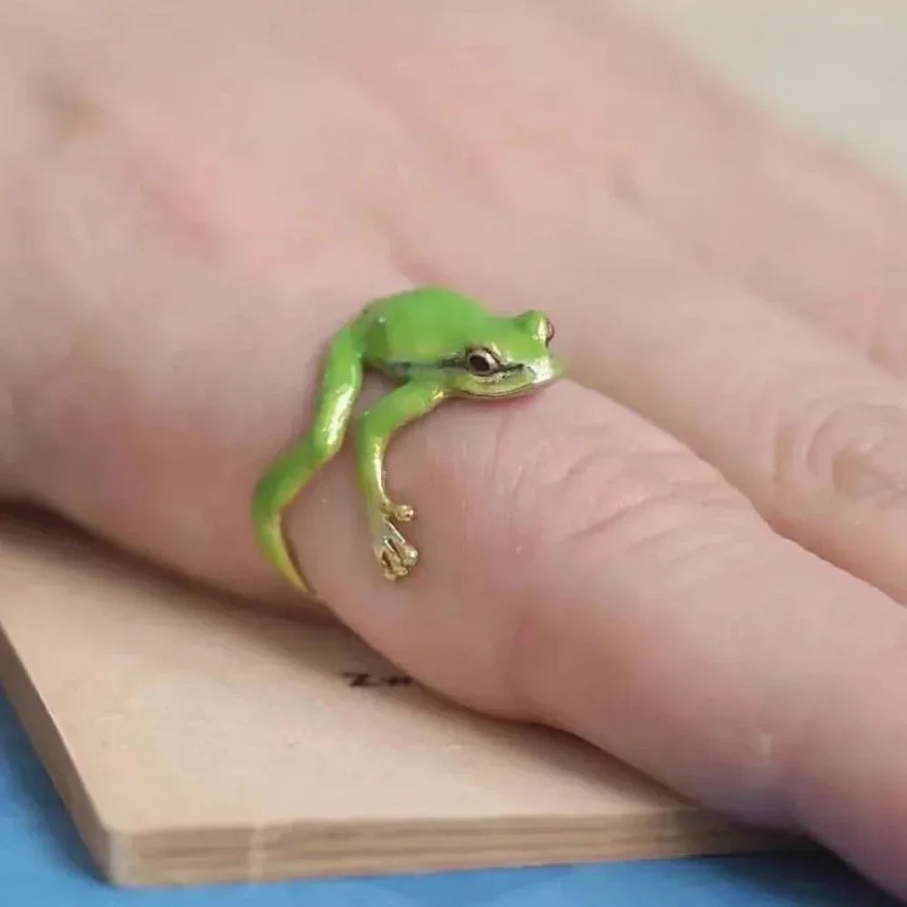 Mini Green Tree Frog Ring Frog Open Rings for Women Men Metal Cute Animal Adjustable Finger Ring Jewelry Birthday Party Gift - Image 1